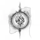 four flames surrounding a center point tattoo design idea