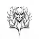 four flames surrounding a center point tattoo design idea