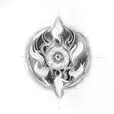 four flames surrounding a center point tattoo design idea