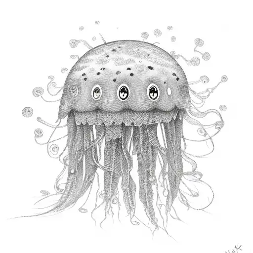 scratchy jellyfish  tattoo design idea