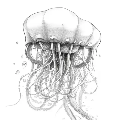 messy jellyfish  tattoo design idea