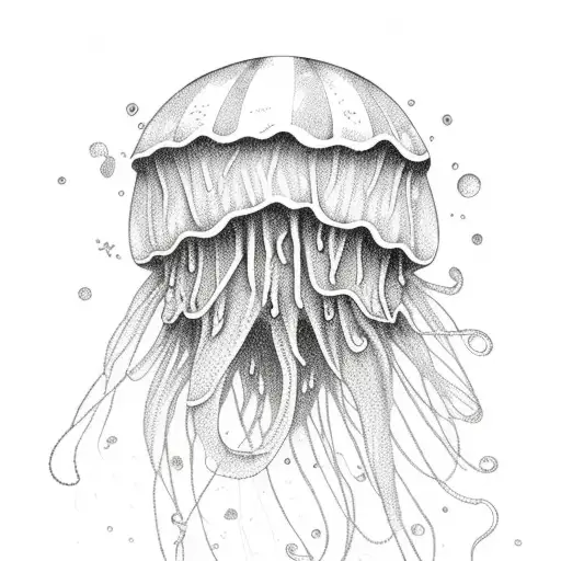 scratchy jellyfish  tattoo design idea