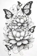 stages of a lotus bloom transitioning into butterflies scattering from the bloom in a curved trail tattoo design idea