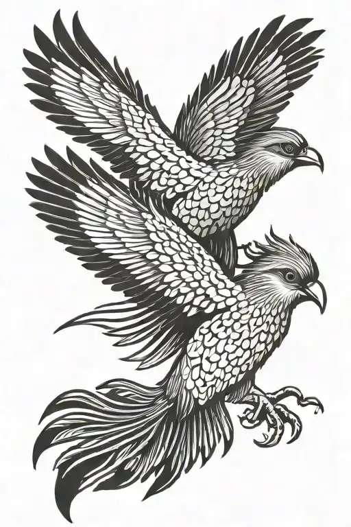 quetzal bird flying tattoo design idea