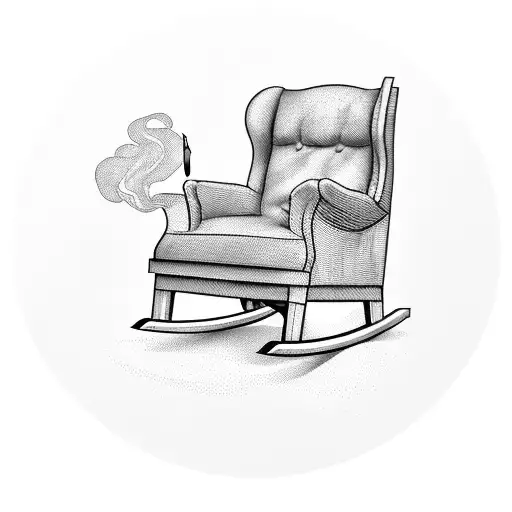 rocking chair,cigarette,dad hat,cane tattoo design idea