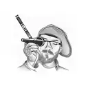 porch,cigarette,dad hat,cane tattoo design idea