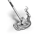 walking cane,smoking tattoo design idea
