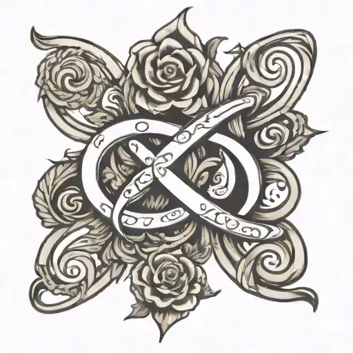 infinity sign with the letter s and the letter c  tattoo design idea