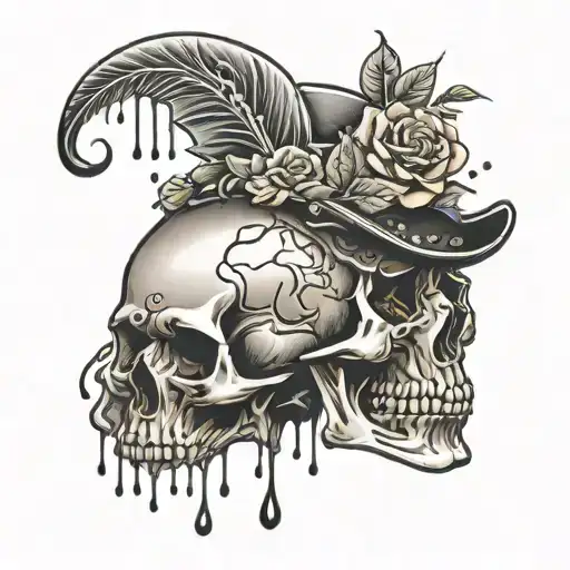 skull with drops with mercedes benz e190 tattoo design idea
