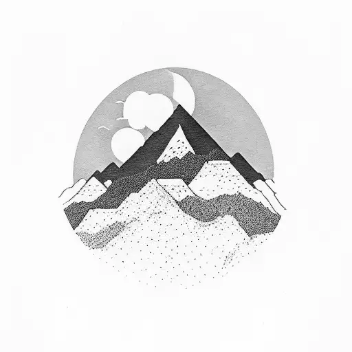 A silhouette of a hiker standing on a mountain peak, with the Carpathian Mountains in the background tattoo design idea