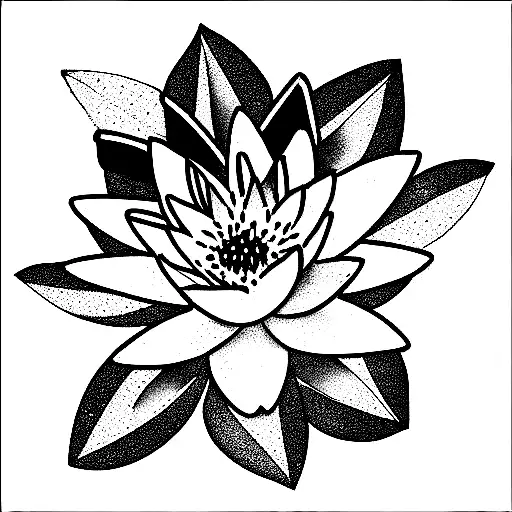 water lilly and leo constellation tattoo design idea