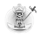 dancing skeleton with cowboy hat and a revolver tattoo design idea