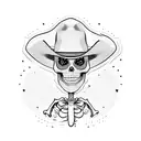 dancing skeleton with cowboy hat and a revolver tattoo design idea