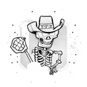 dancing skeleton with cowboy hat and a revolver tattoo design idea