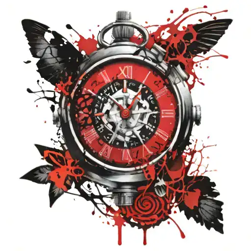 broken time piece morphing tattoo design idea