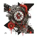 broken time piece morphing tattoo design idea