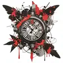 broken time piece morphing tattoo design idea