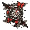 broken time piece morphing tattoo design idea