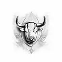  angry bull tattoo on chest with "est. 2003" in gothic style  tattoo design idea