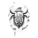  angry bull tattoo on chest with "est. 2003" in gothic style  tattoo design idea