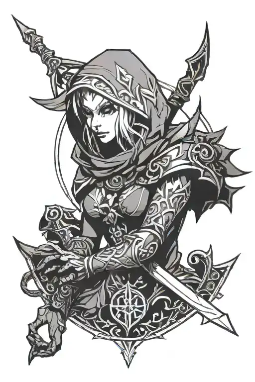 Dota 2 arcana drow ranger tattoo design idea