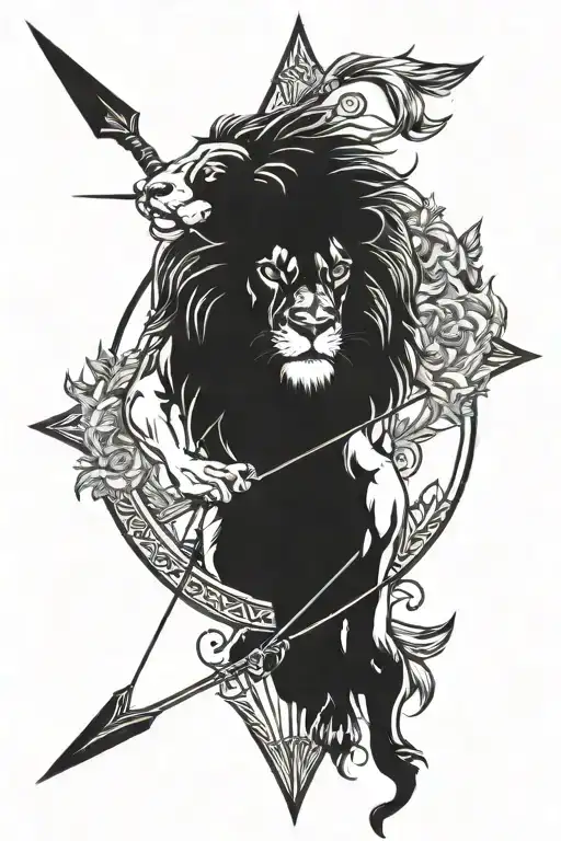 lion archery arrow tattoo design idea