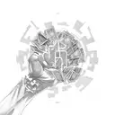 create a tattoo for the area below the triceps above the elbow, like one healthy hand passing a wad of money to the hand tattoo design idea