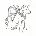 dog with a backpack tattoo design idea
