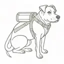 dog with a backpack tattoo design idea