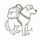 dog with a backpack tattoo design idea