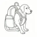 dog with a backpack tattoo design idea