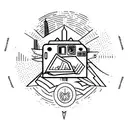 A tattoo design inspired by mythology and history, featuring a city skyline and a vintage camera tattoo design idea