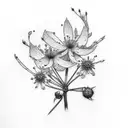 Cherry Blossom and Sagebrush and Cornflower tattoo design idea