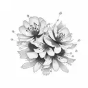 Cherry Blossom and Sagebrush and Cornflower tattoo design idea