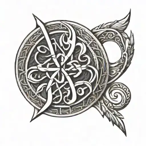 i want a tattoo symbolizing wisdom and transformation. using the nordic runes ᚨ ᛗ ᚹ ᚾ ᛋ. tattoo design idea