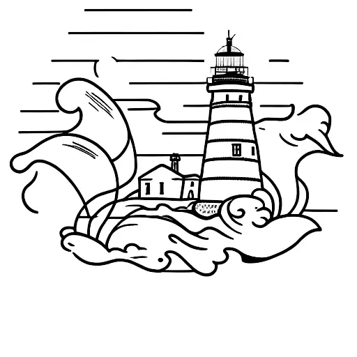 lighthouse with the name "Iris" tattoo design idea
