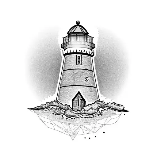 lighthouse with the name "Iris" tattoo design idea