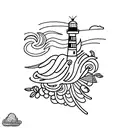 lighthouse with the name "Iris" tattoo design idea