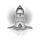 lighthouse with the name "Iris" tattoo design idea