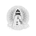 lighthouse with the name "Iris" tattoo design idea