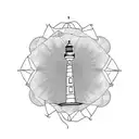 lighthouse with the name "Iris" tattoo design idea