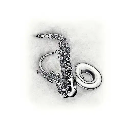 Worm play saxophone tattoo design idea