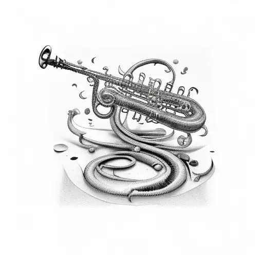 Worm play saxophone tattoo design idea