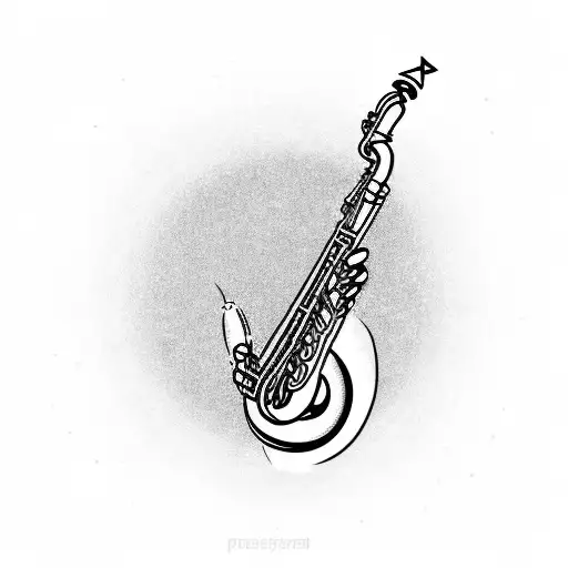 Worm play saxophone tattoo design idea