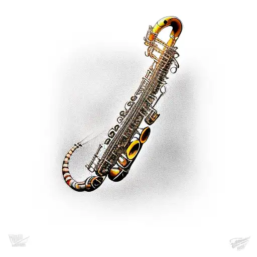 Worm play saxophone tattoo design idea