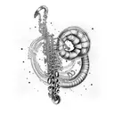 Worm play saxophone tattoo design idea
