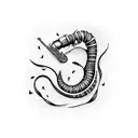 Worm play saxophone tattoo design idea