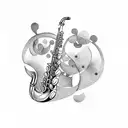 Worm play saxophone tattoo design idea