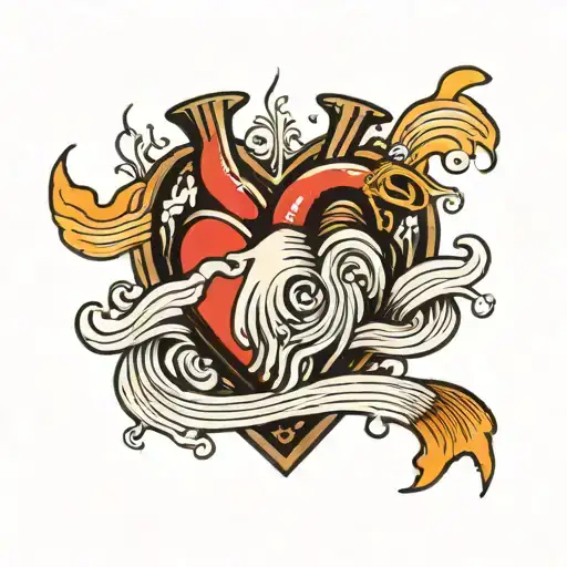 heart with waves pumping through it  tattoo design idea