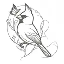 cardinal and butterfly emerging tattoo design idea